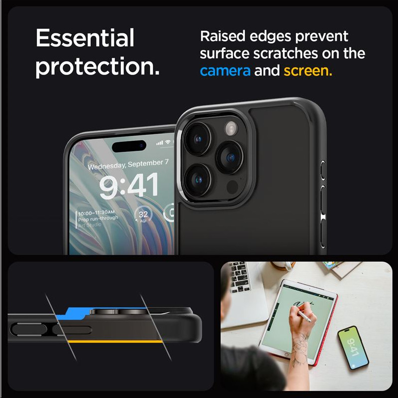 Spigen Crystal Hybrid, matte black - iPhone 15 Pro Max (ACS06449)
