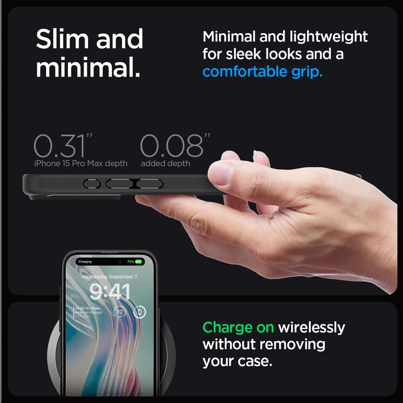 Spigen Crystal Hybrid, matte black - iPhone 15 Pro Max (ACS06449)