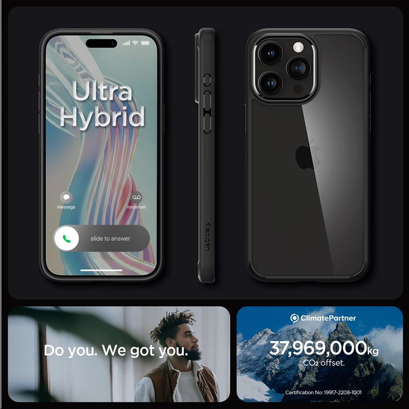 Spigen Crystal Hybrid, matte black - iPhone 15 Pro Max (ACS06449)